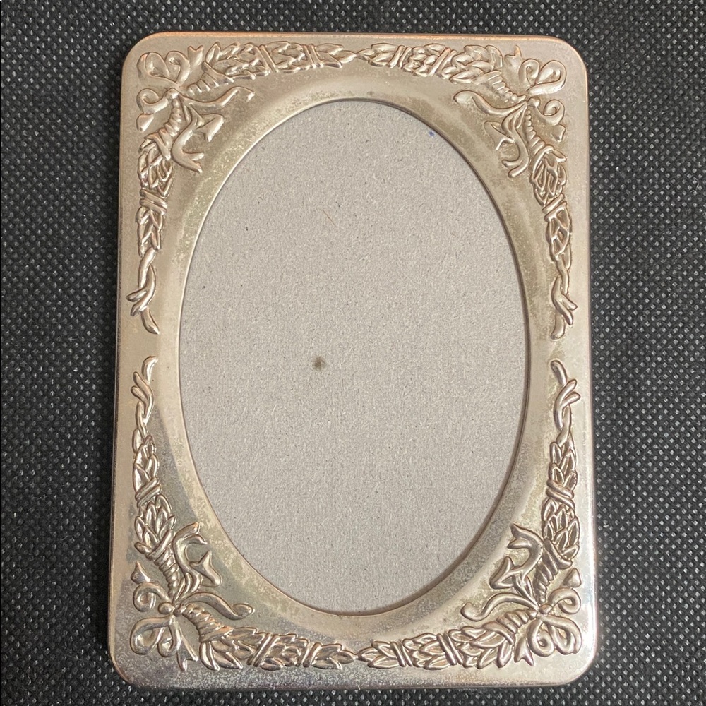 Vintage Ornate Silver plated Floral miniature picture frame 3.5 x 2.5